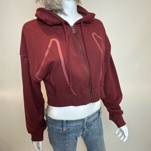 True Religion Burgundy Zip-Up Hoodie. NWT